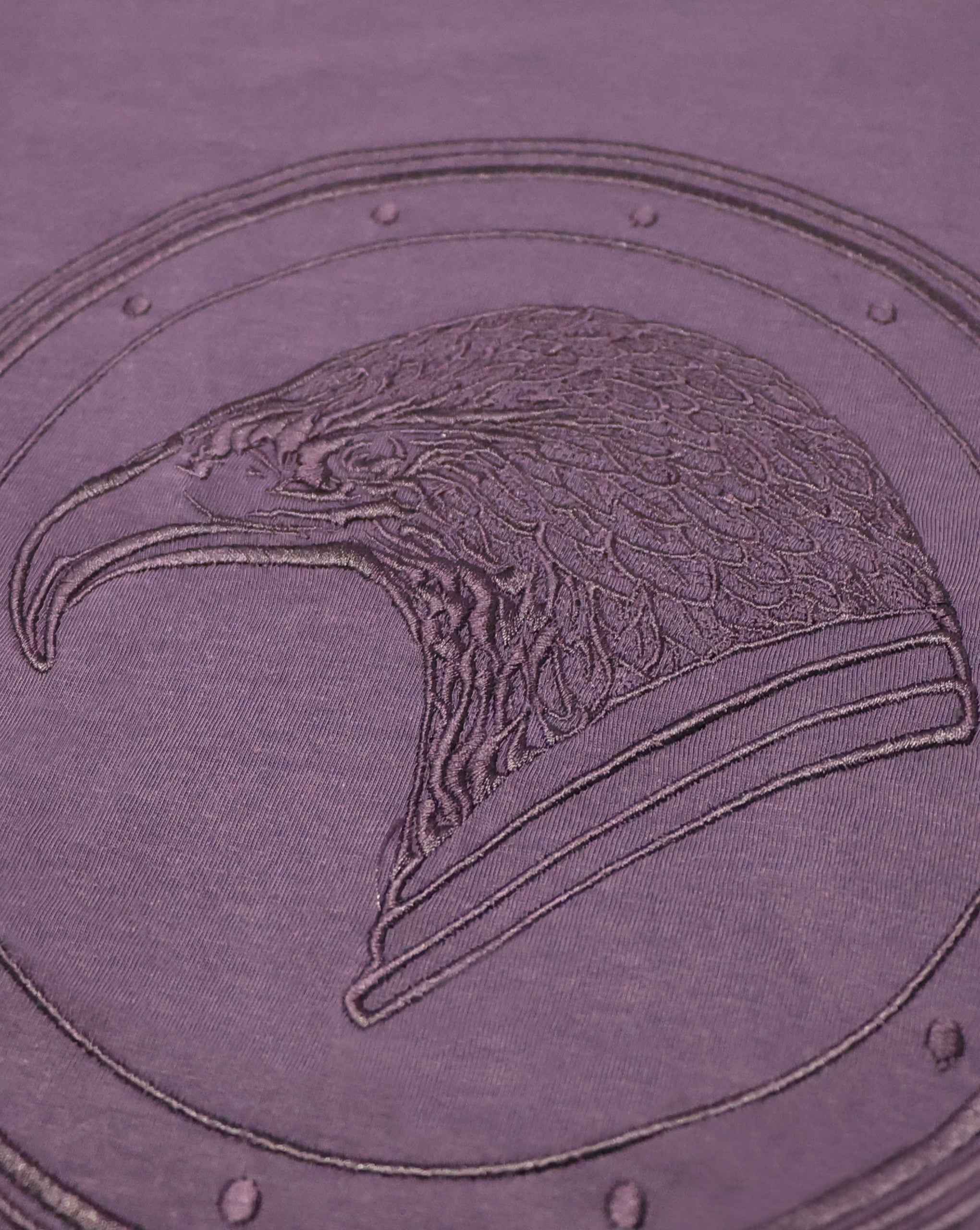 Stefano Ricci Silk Cotton T-Shirt with Eagle Embroidery | Purple