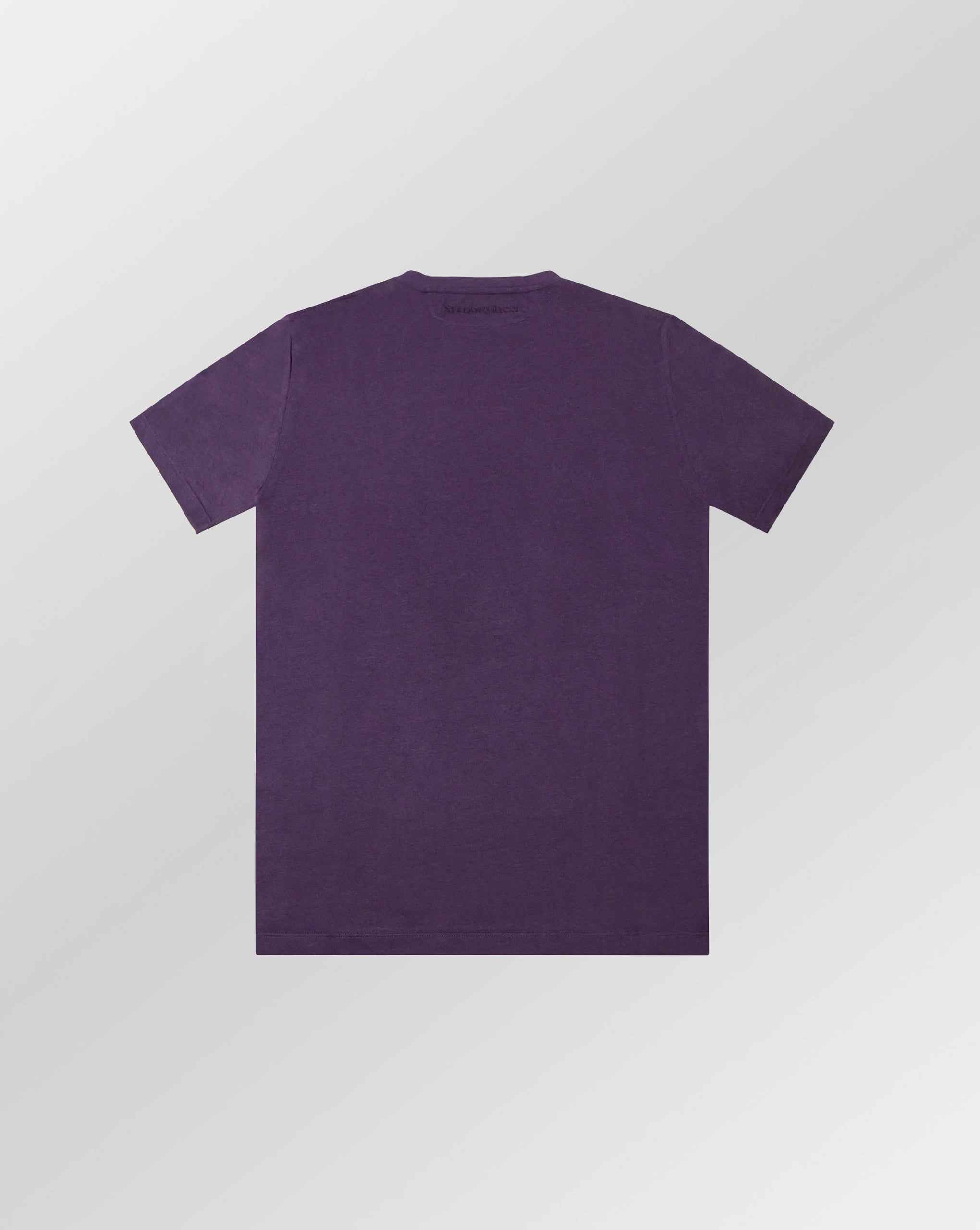 Stefano Ricci Silk Cotton T-Shirt with Eagle Embroidery | Purple