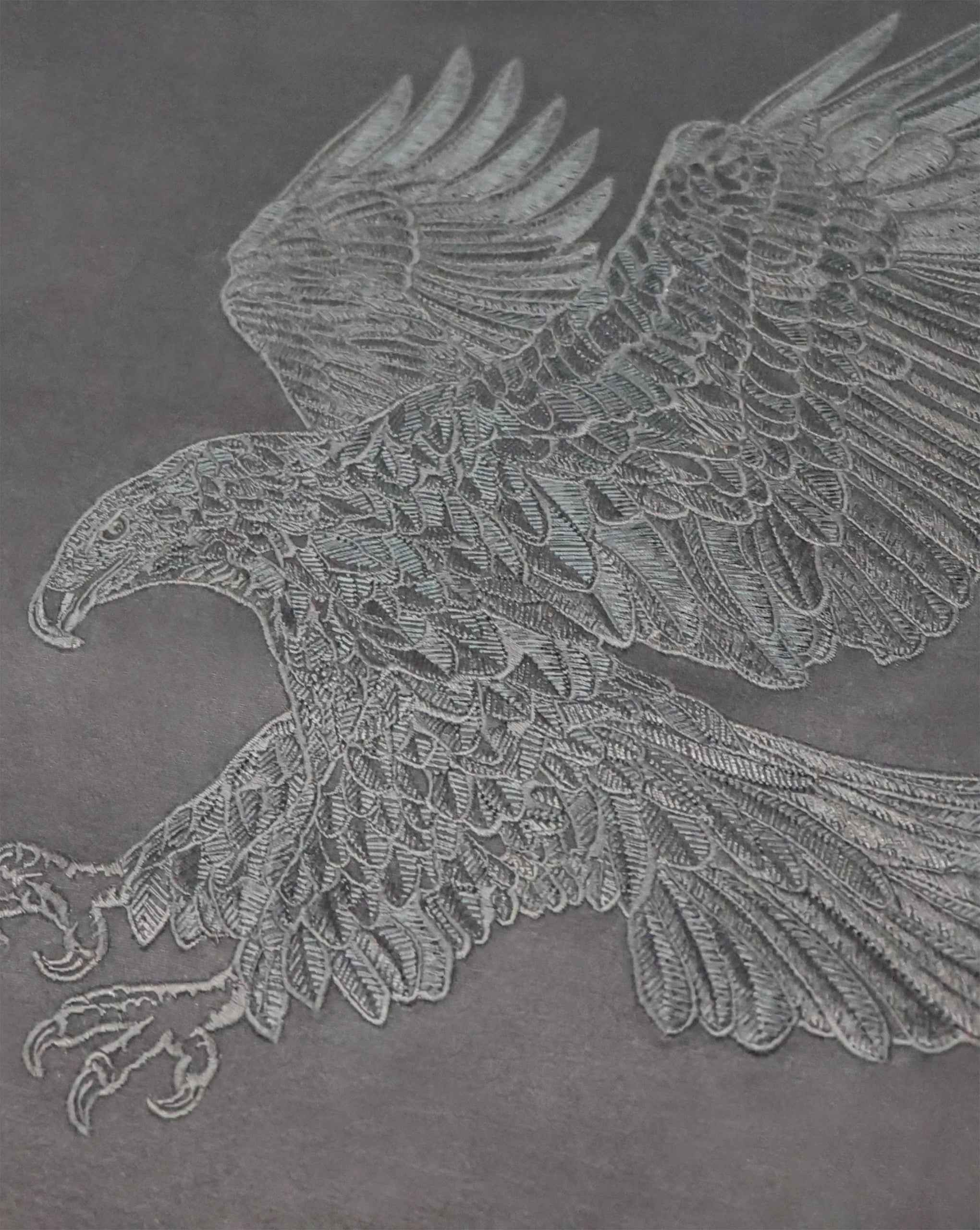 Stefano Ricci Silk Cotton T-Shirt Eagle Embroidery | Grey