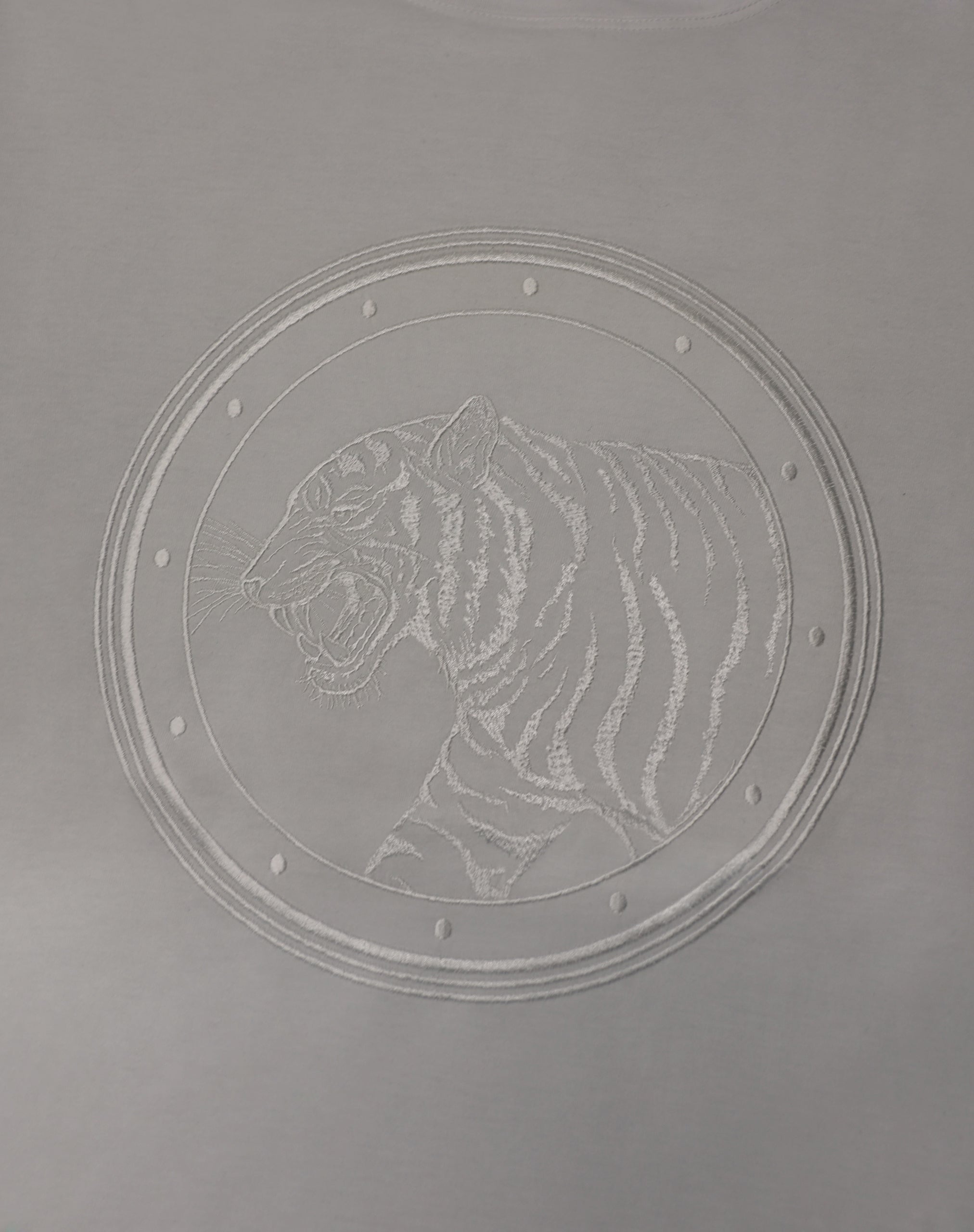 Stefano Ricci Silk Cotton T-Shirt Tiger Embroidery