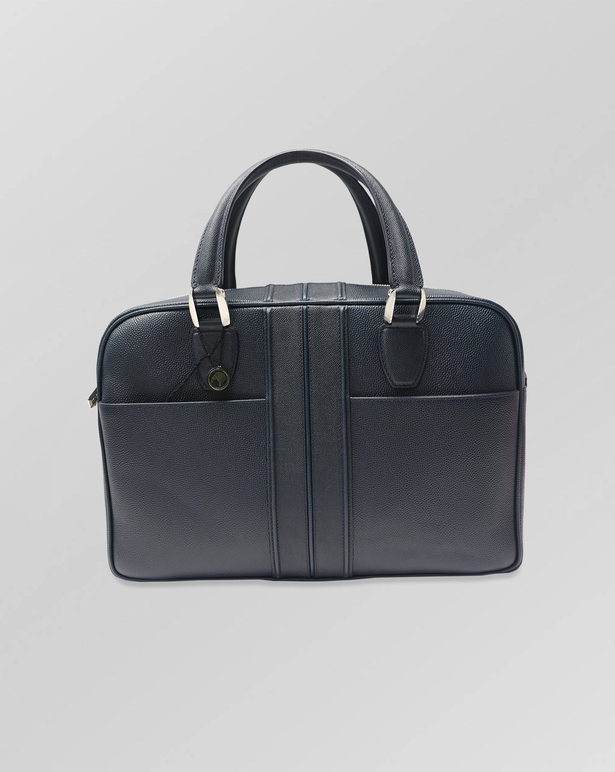 Stefano Ricci Grained Calf Leather Top Handle Briefcase with Front Zip Pockets