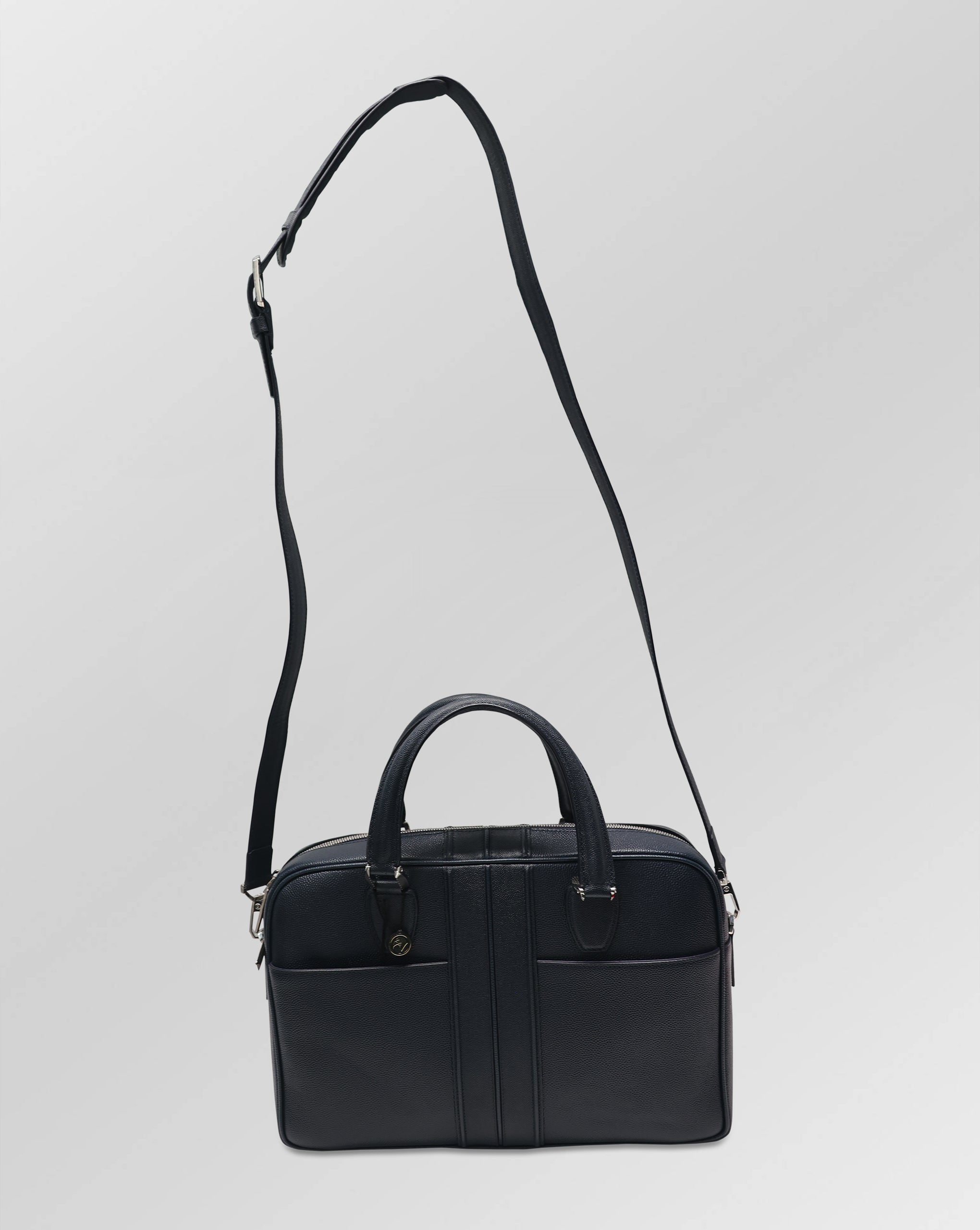 Stefano Ricci Grained Calf Leather Top Handle Briefcase with Front Zip Pockets