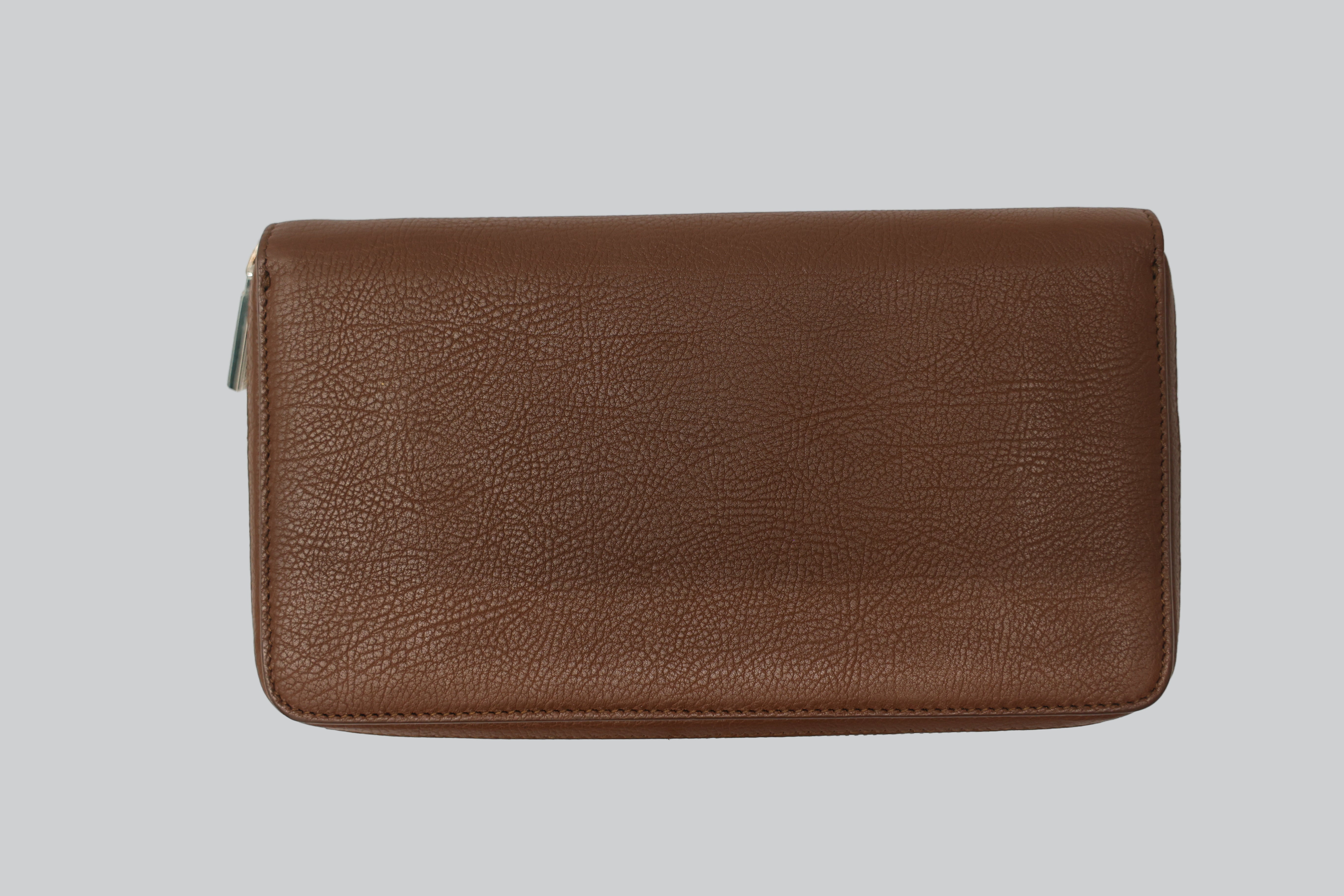 Stefano Ricci Grained Calfskin Zip-Around Wallet Clutch with Eagle Logo
