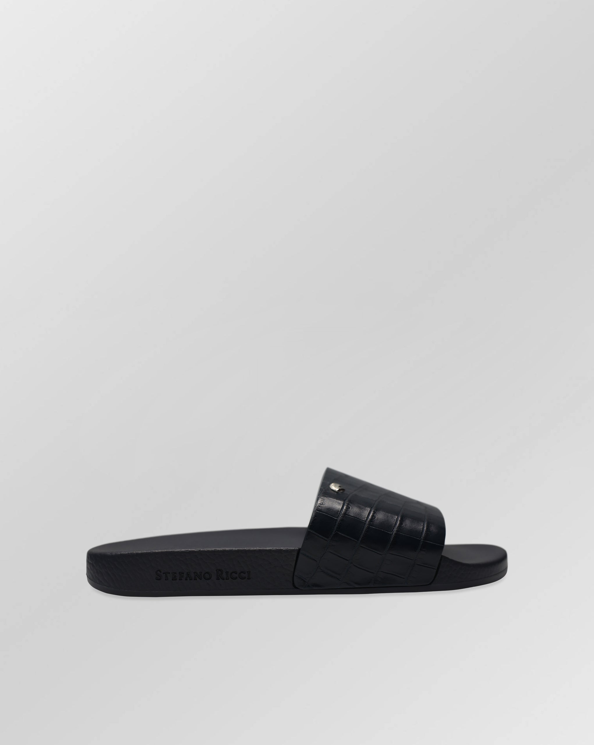 Stefano Ricci Crocodile-Embossed Leather Slides Sandals