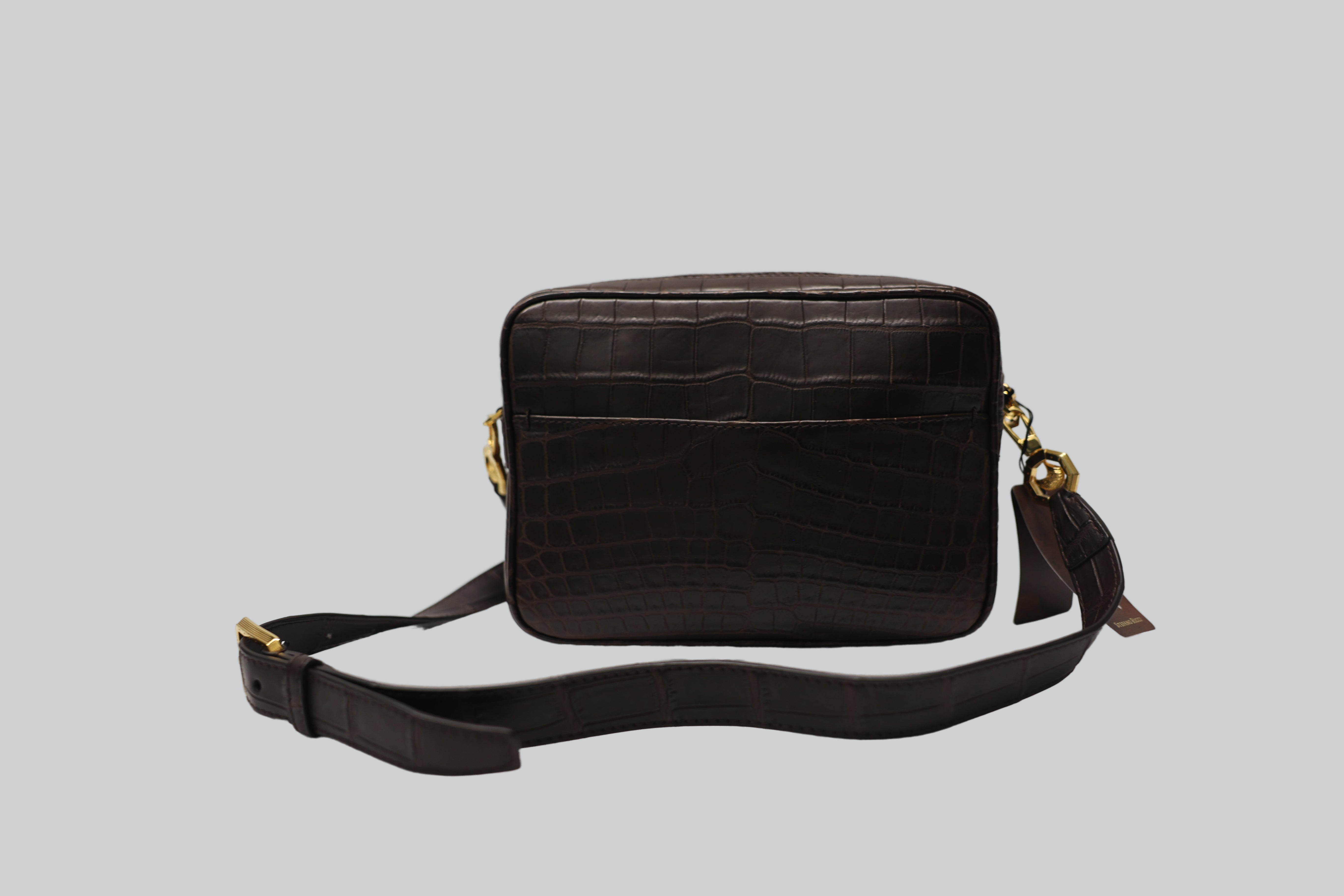 Stefano Ricci Brown Crocodile Leather Luxury Travel Organizer Pouch for Men