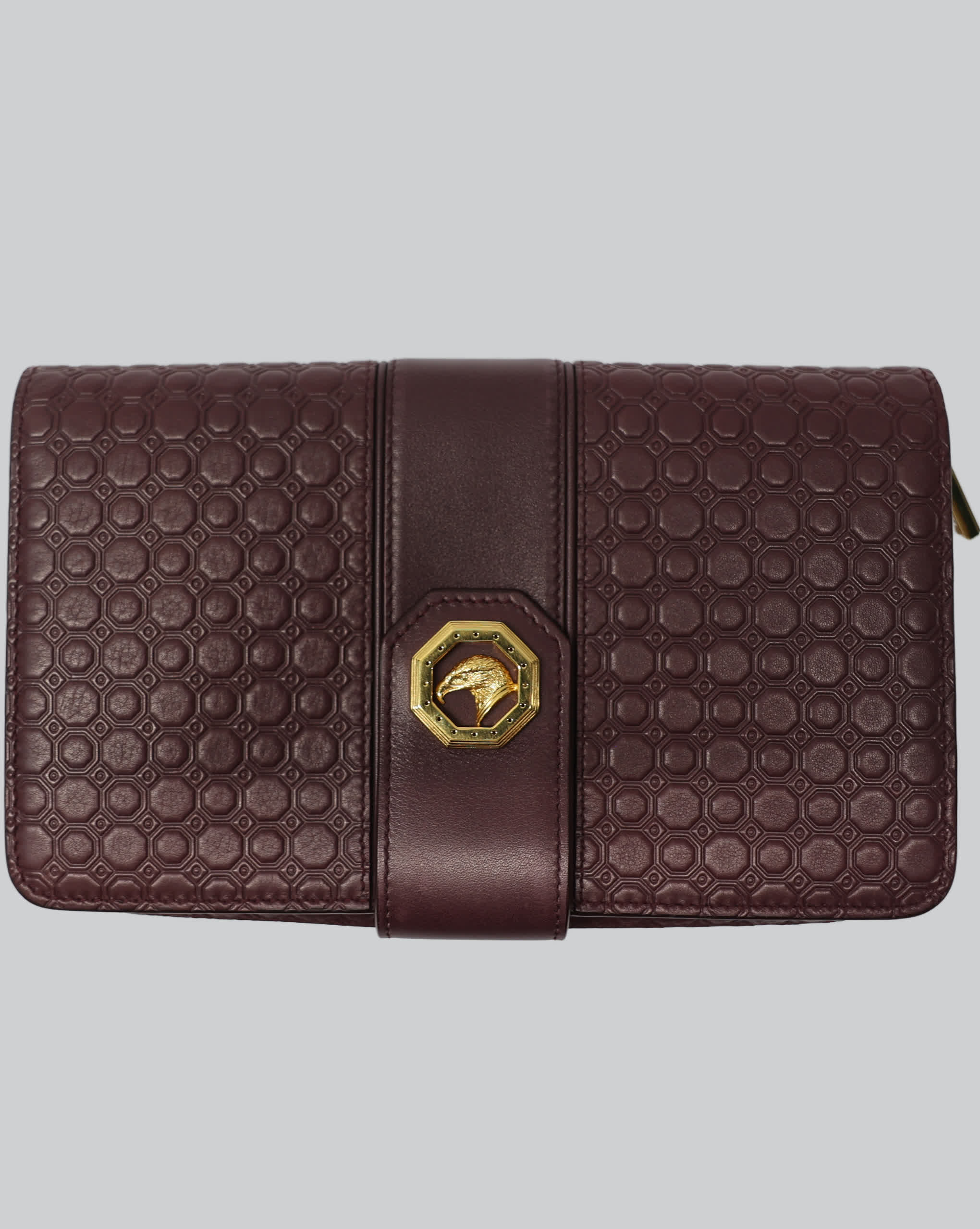 Stefano Ricci Burgundy Embossed Calfskin Zip Wallet - OneOffBtq.com