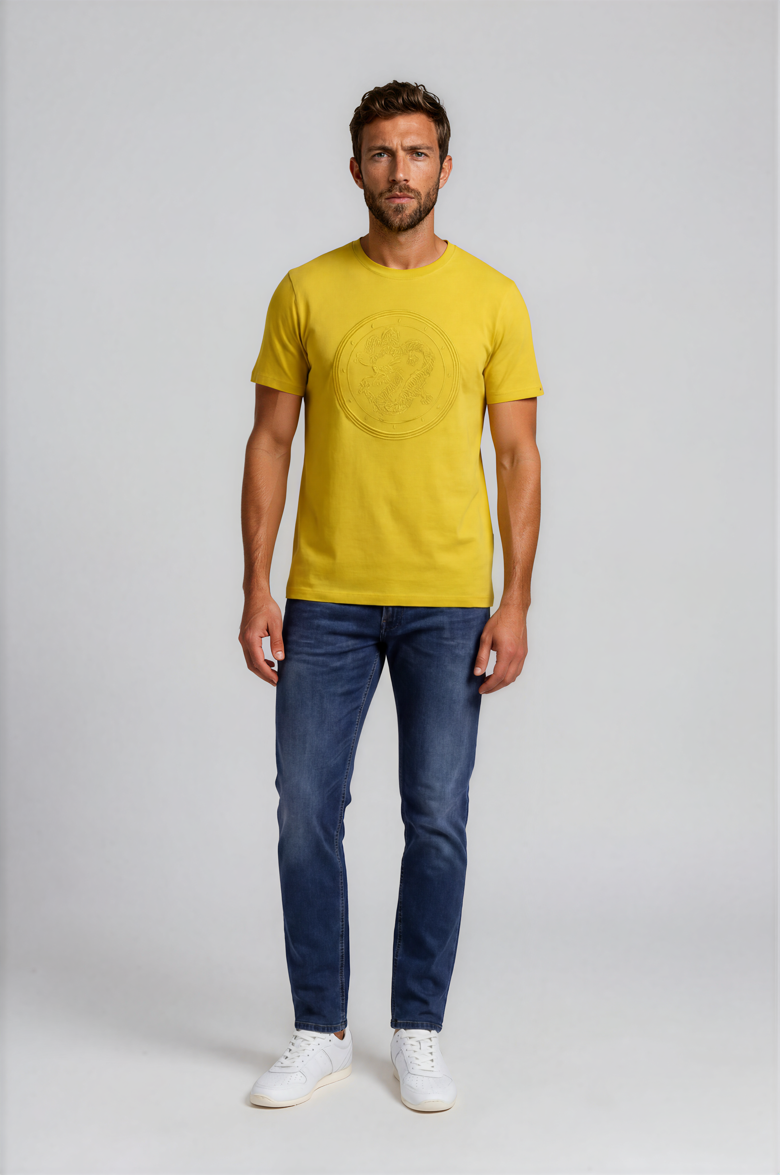 Stefano Ricci Silk Cotton T-Shirt with Dragon Embroidery
