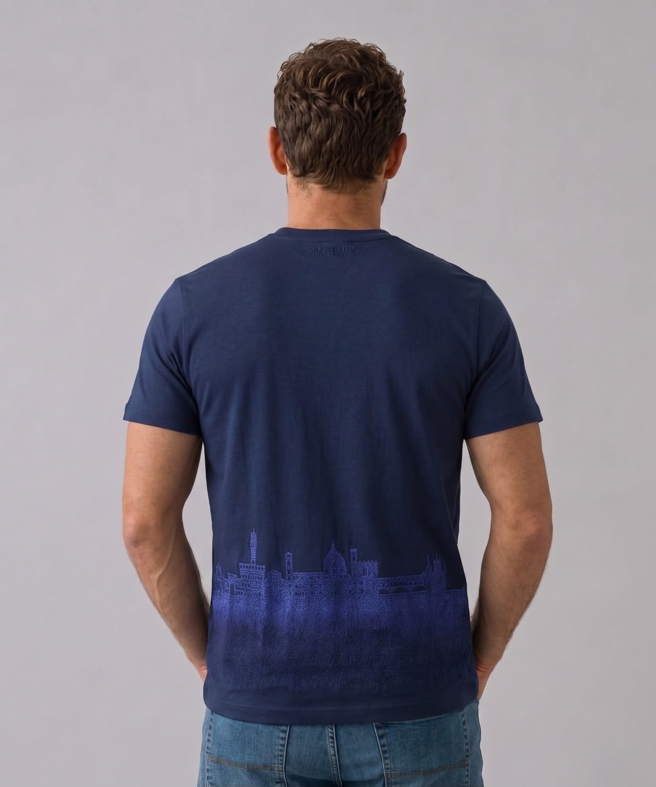 Stefano Ricci Silk Cotton T-Shirt Eagle Skyline