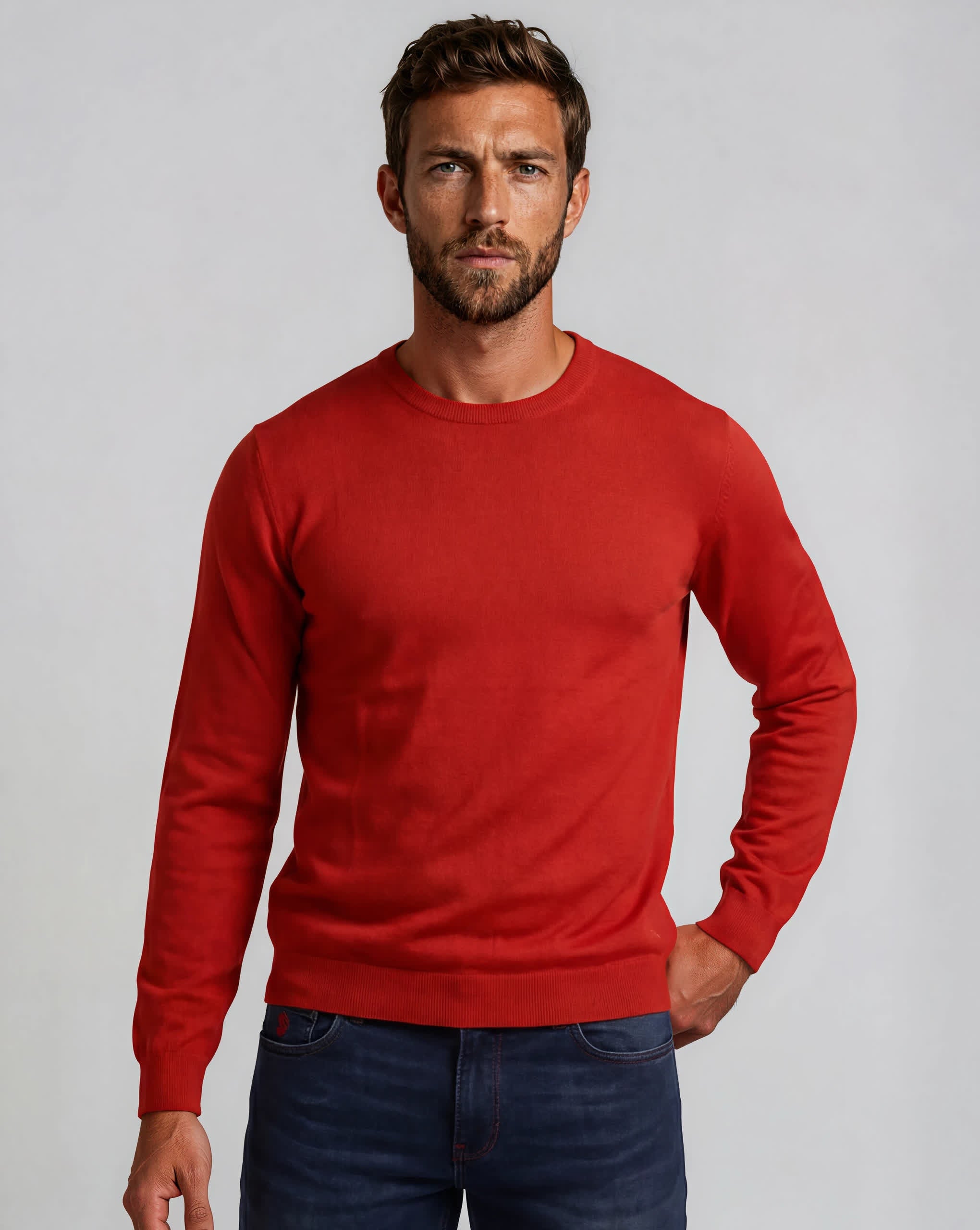 Stefano Ricci Silk Wool Long Sleeve Crew Neck Sweater