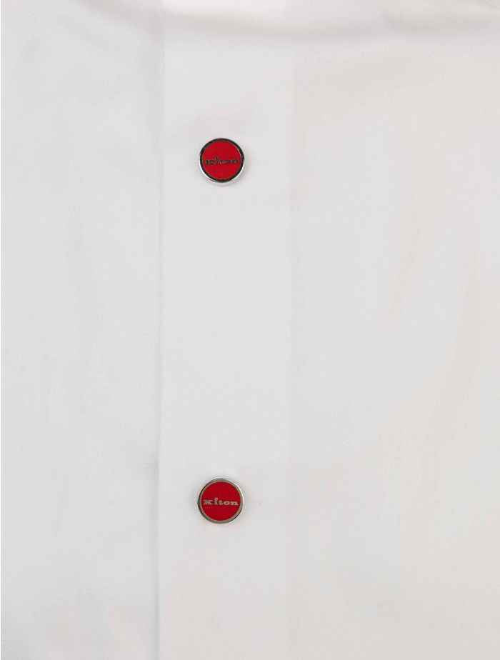 Kiton White Shirt featuring Red Button Details