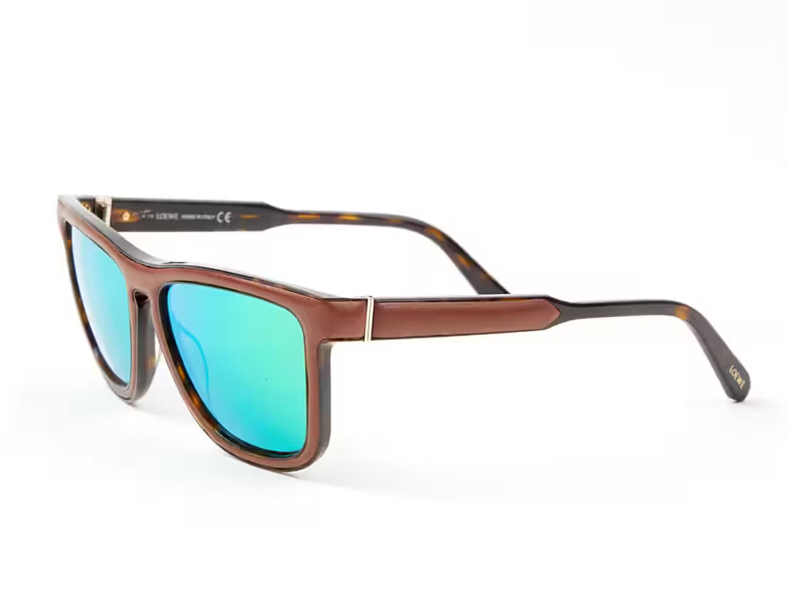 LOEWE LW40004I Havana Sunglasses with Green Mirrored Lenses.