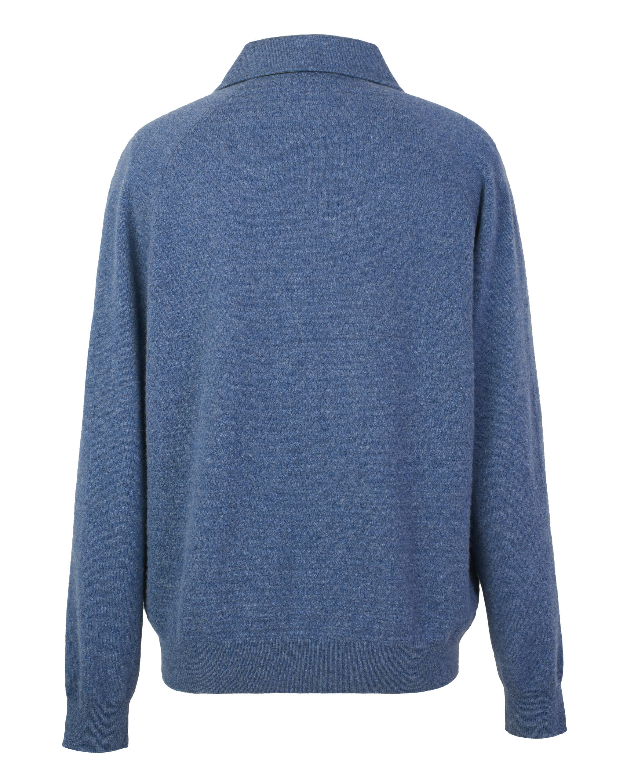Zilli Cashmere Quarter-Zip Sweater with Lambskin Trim | Blue Melange