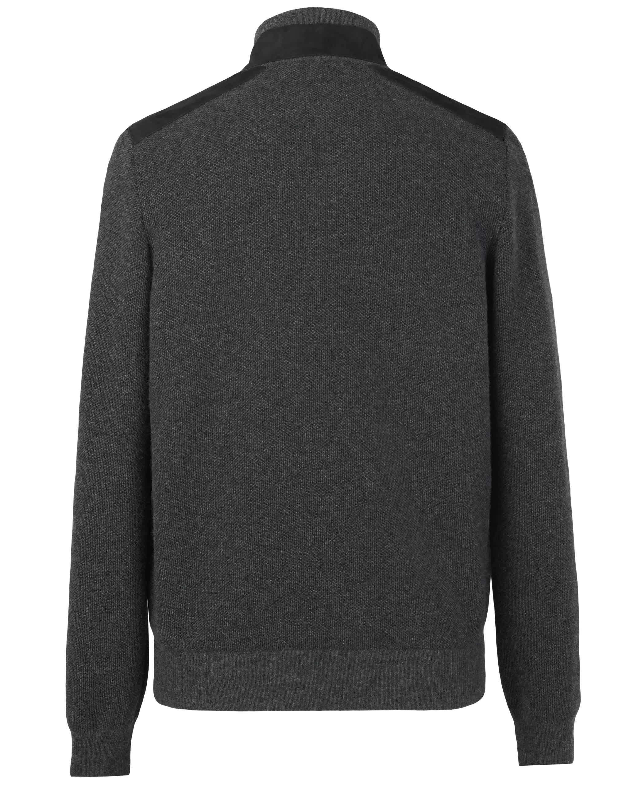 Zilli Cashmere & Wool Knit Sweater with Suede Details | Dark Grey