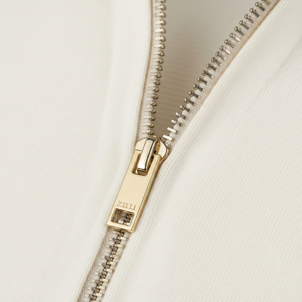 Zilli Cotton & Silk Quarter-Zip Knit Polo | Off White