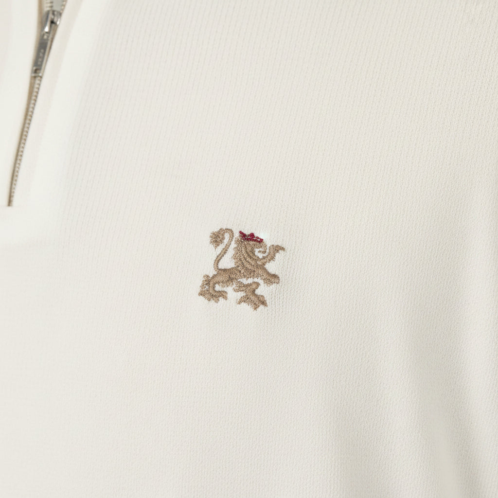 Zilli Cotton & Silk Quarter-Zip Knit Polo | Off White