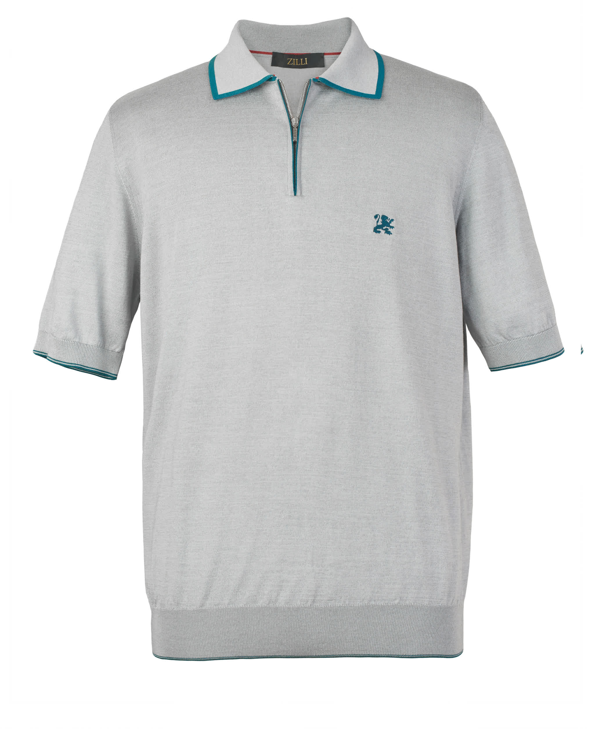 Zilli Cotton & Silk Quarter-Zip Knit Polo | Light Grey