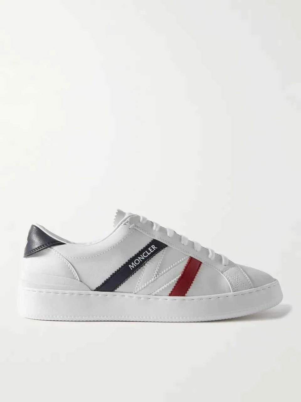 Moncler - Monaco Striped Leather Sneakers - White