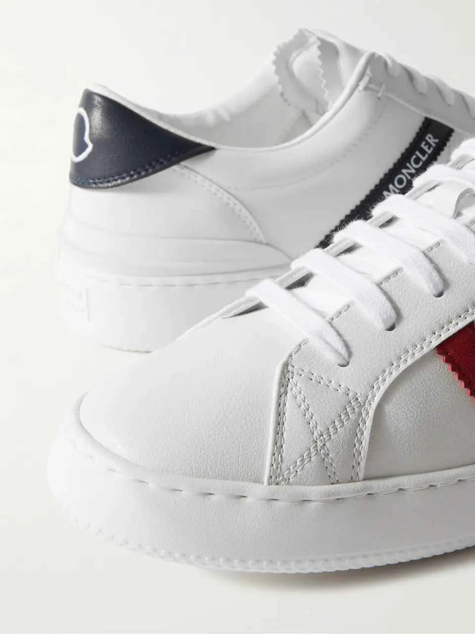 Moncler - Monaco Striped Leather Sneakers - White